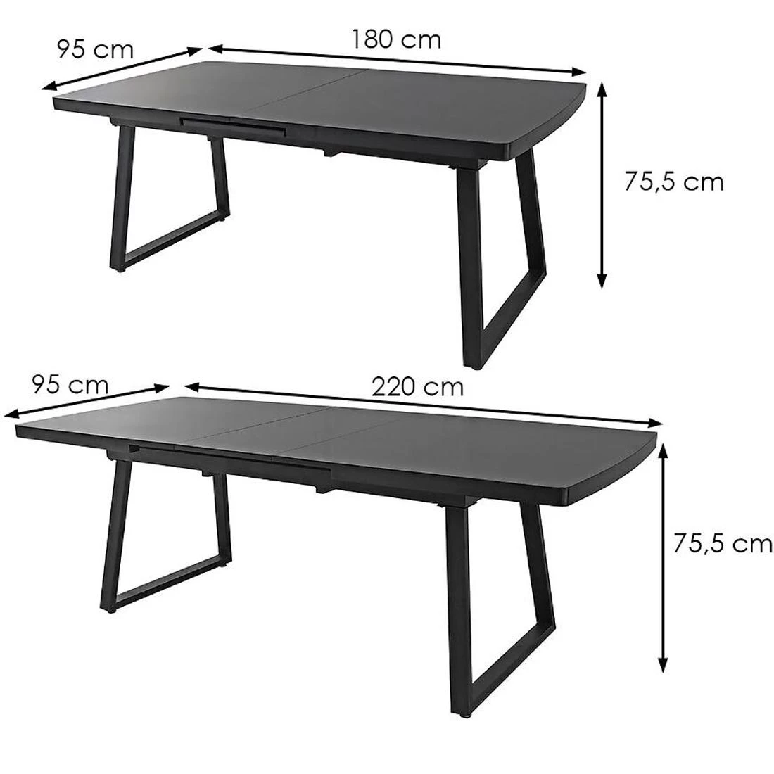 Luton stol 180x220x95x75,5 cm crni