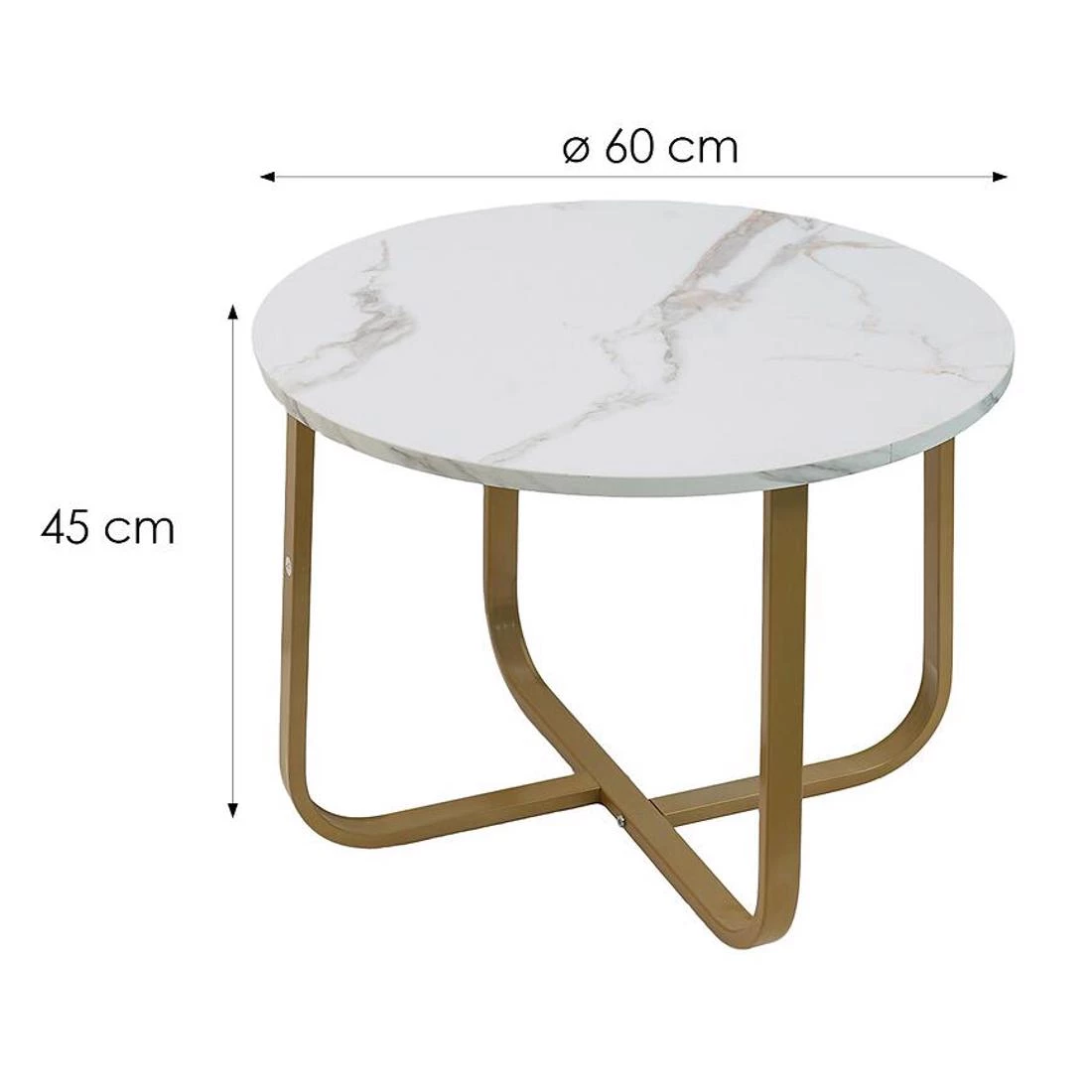 Stolic 60x60x45 cm bijeli mramor/zlato