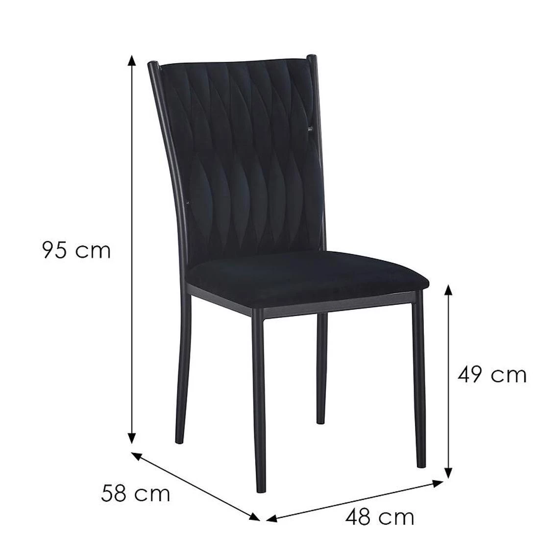 Glamour stolica 48x58x49/95 cm crna