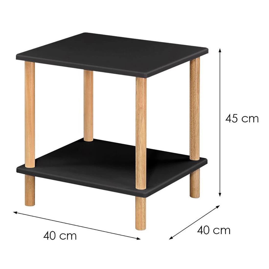 Stolic 40x40x45 cm crna/hrast