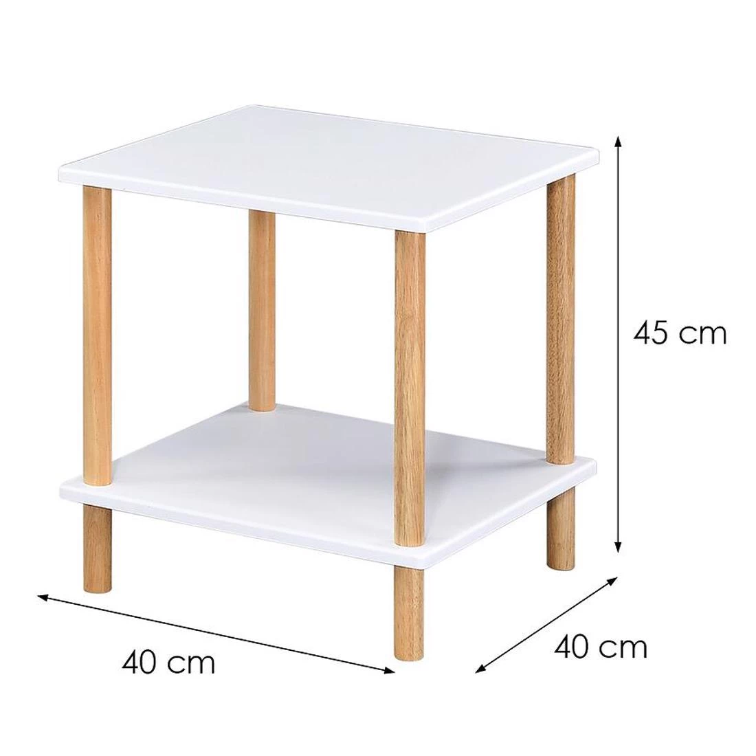 Stolic 40x40x45 cm bela/hrast