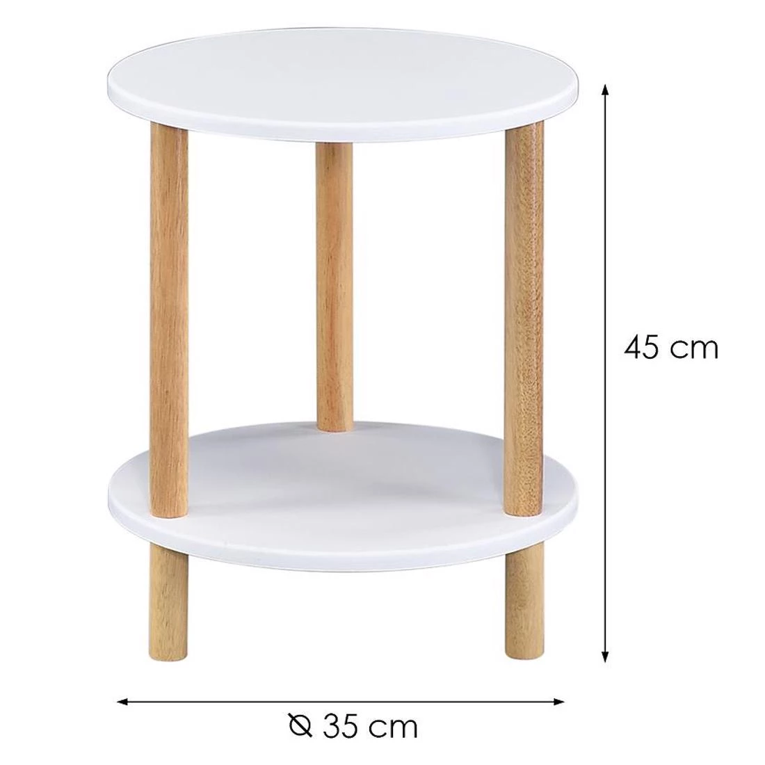 Stolic 35x35x43 bela/hrast