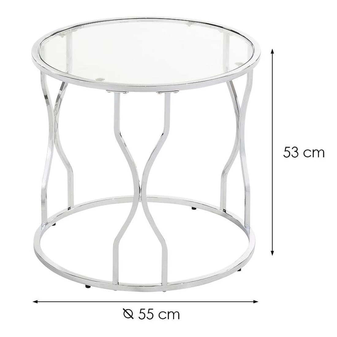 Stolic 55x55x53 cm krom/staklo