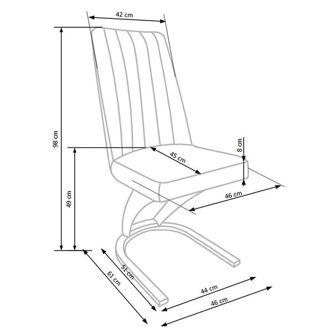 Stolica K338 46x61x49/98 cm smeda