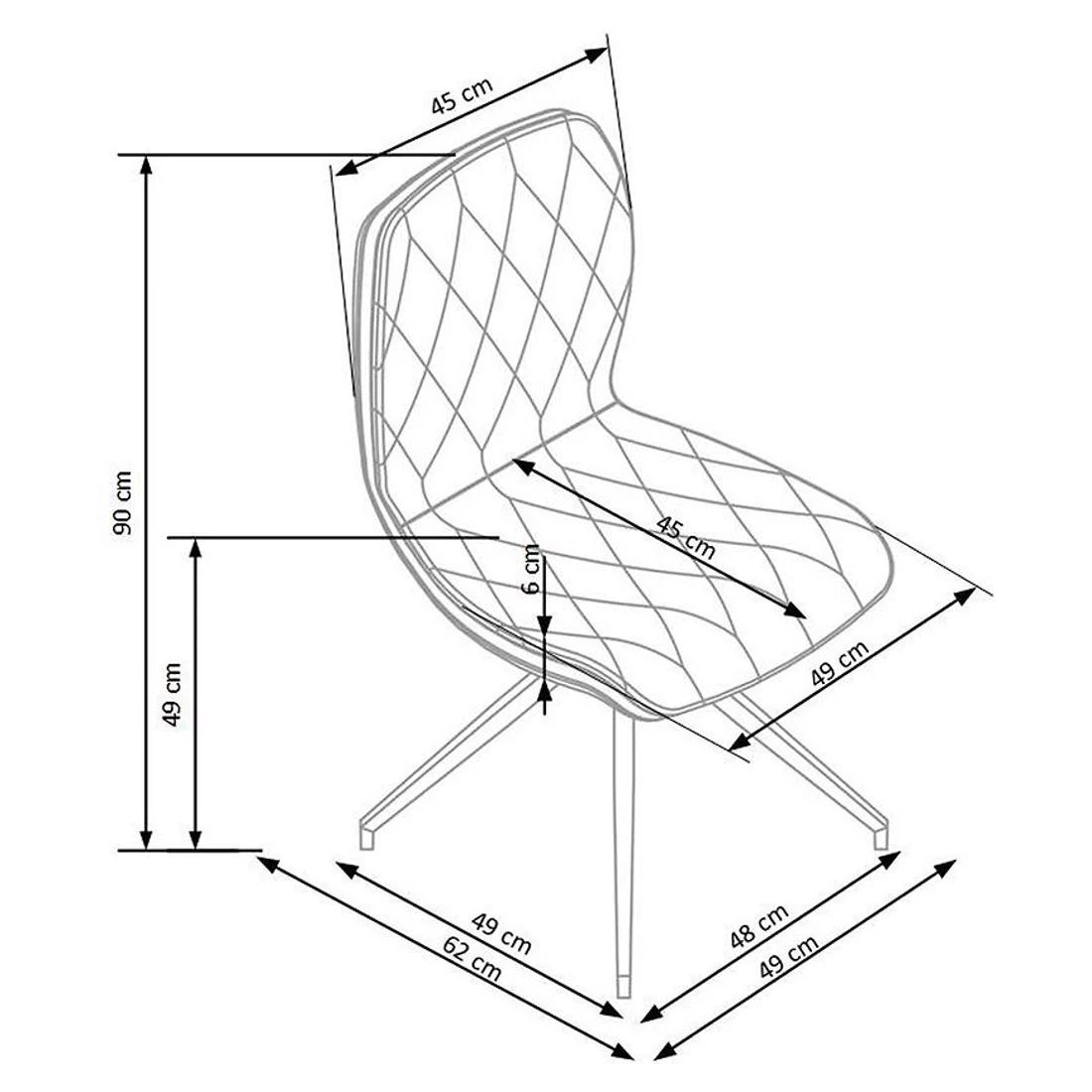 Stolica K237 49x62x90 cm smeda