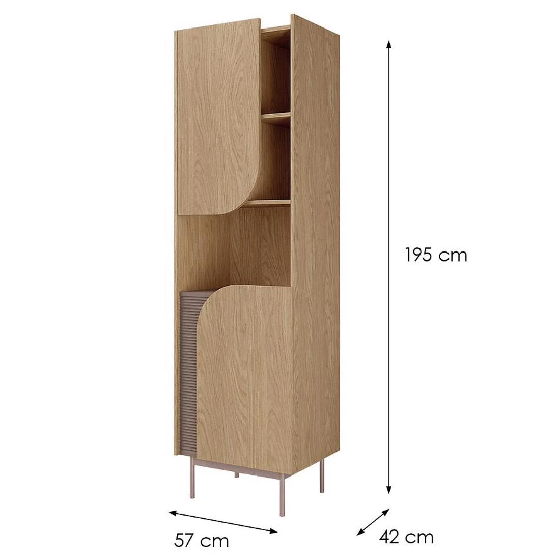 Carmen vitrina 57x42x195 cm hrast/toffee