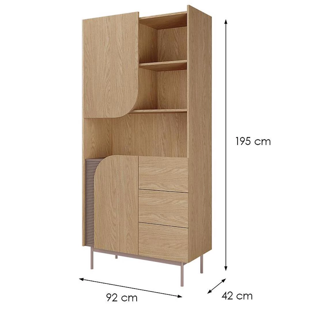 Carmen vitrina 92x42x195 cm hrast/toffee