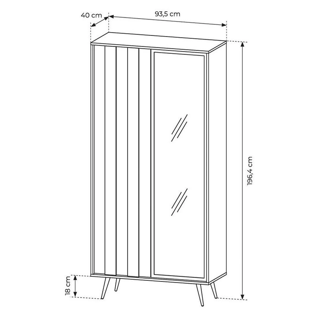 Amaro vitrina 93,5x40x196,4 cm desna hrast dunin