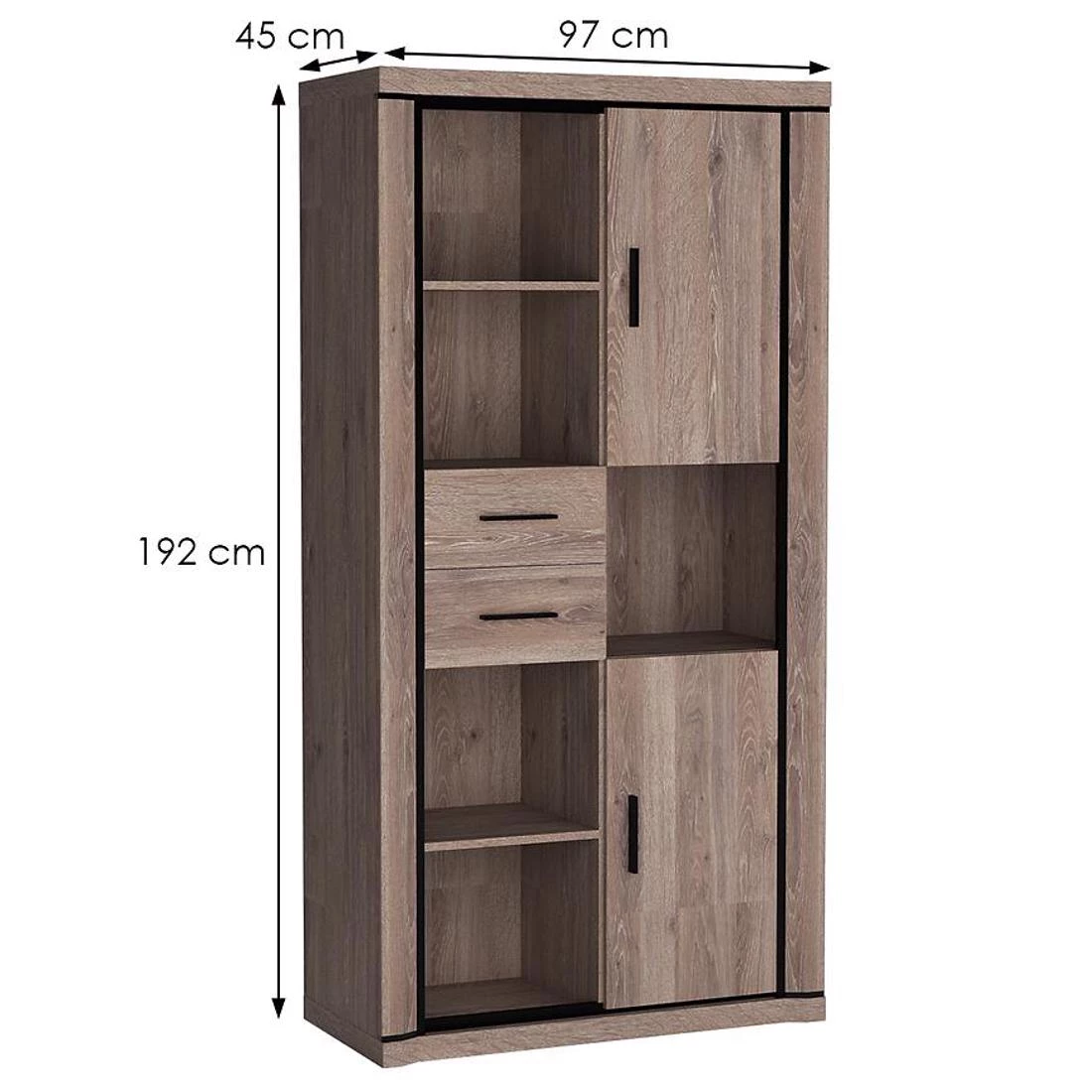 Dallas vitrina 97x42x195 cm Boja hrasta/tartufa