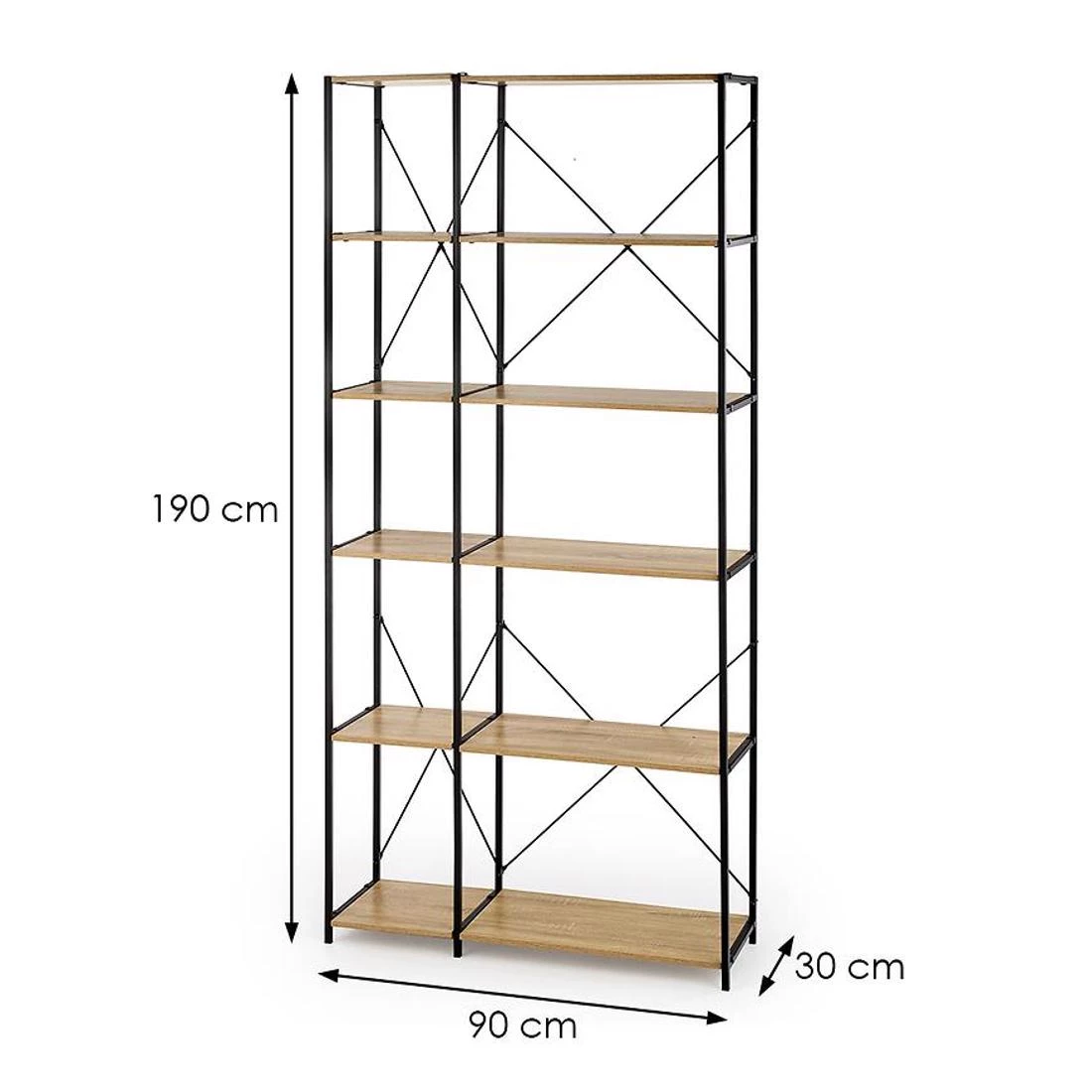 Regal 90x30x190 cm hrast sonoma/crna