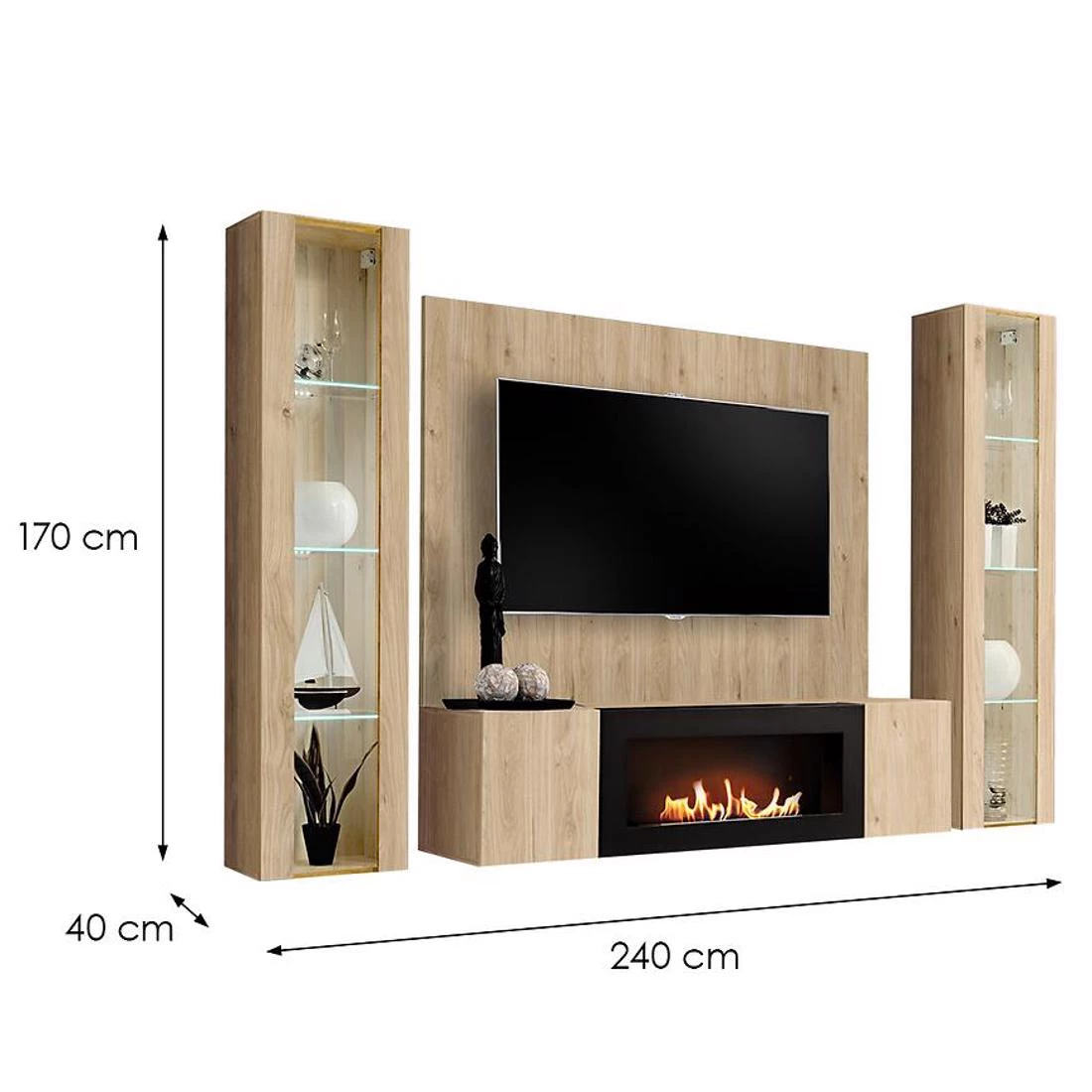 Fly Hj Fy M-P2 hrast regal 240x40x170 cm svetli hrast
