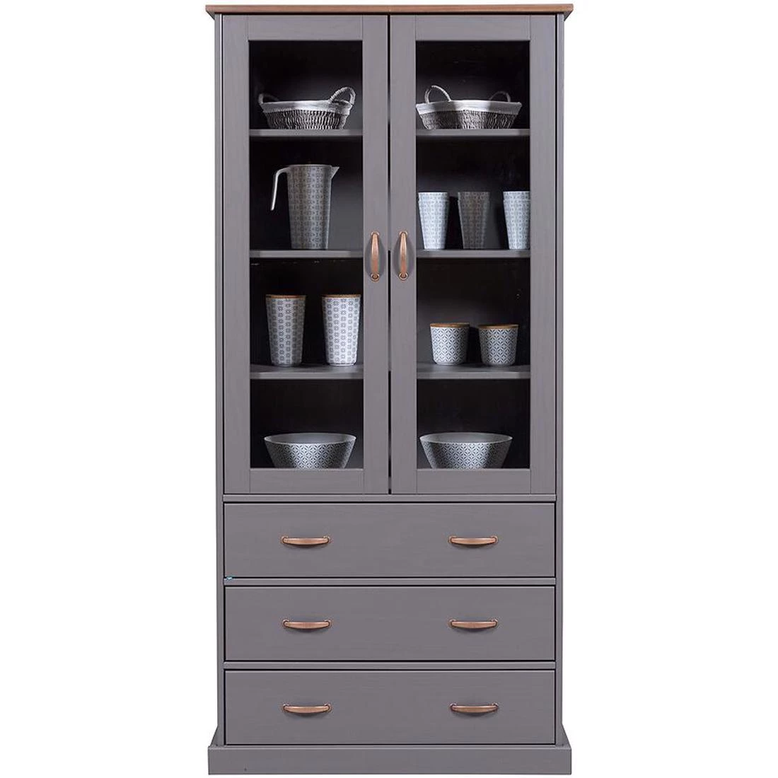 Luzerna vitrina 2V+3F. 90x38,4x190 cm siva