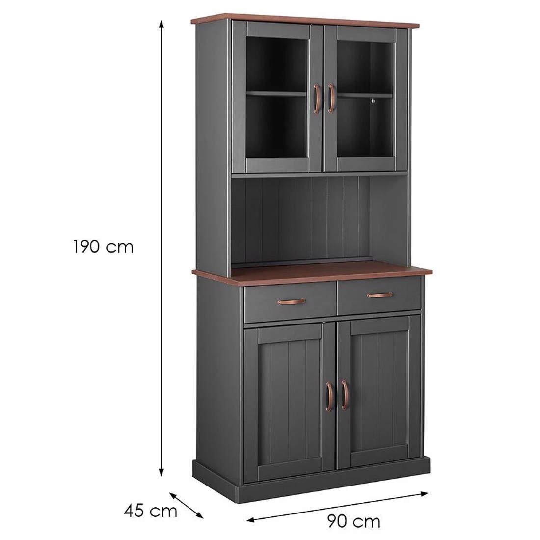 Luzerna vitrina 4V+5F. 90X45X190 cm siva
