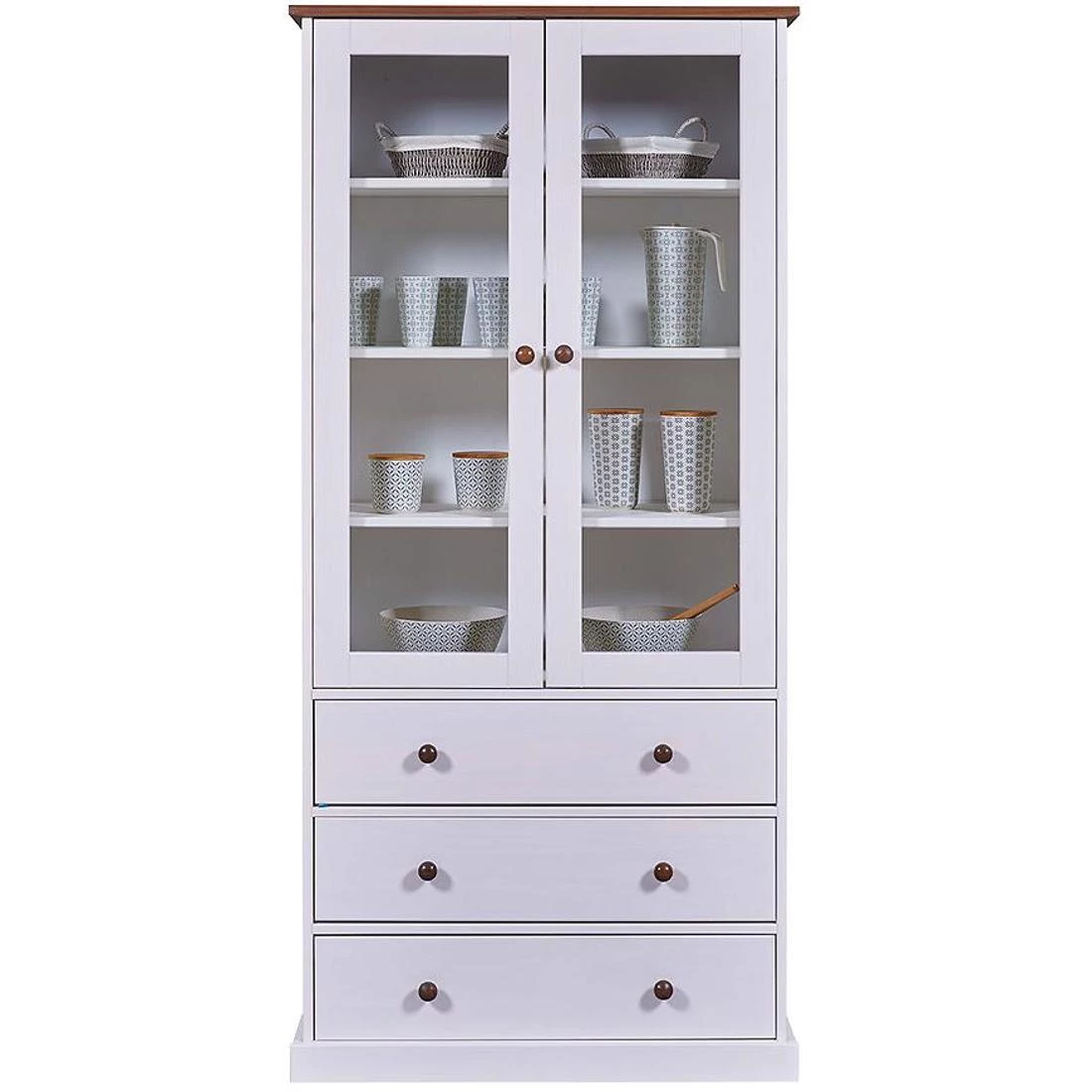 Wl10 vitrina 2V+3F. 90x38,4x190 cm bela