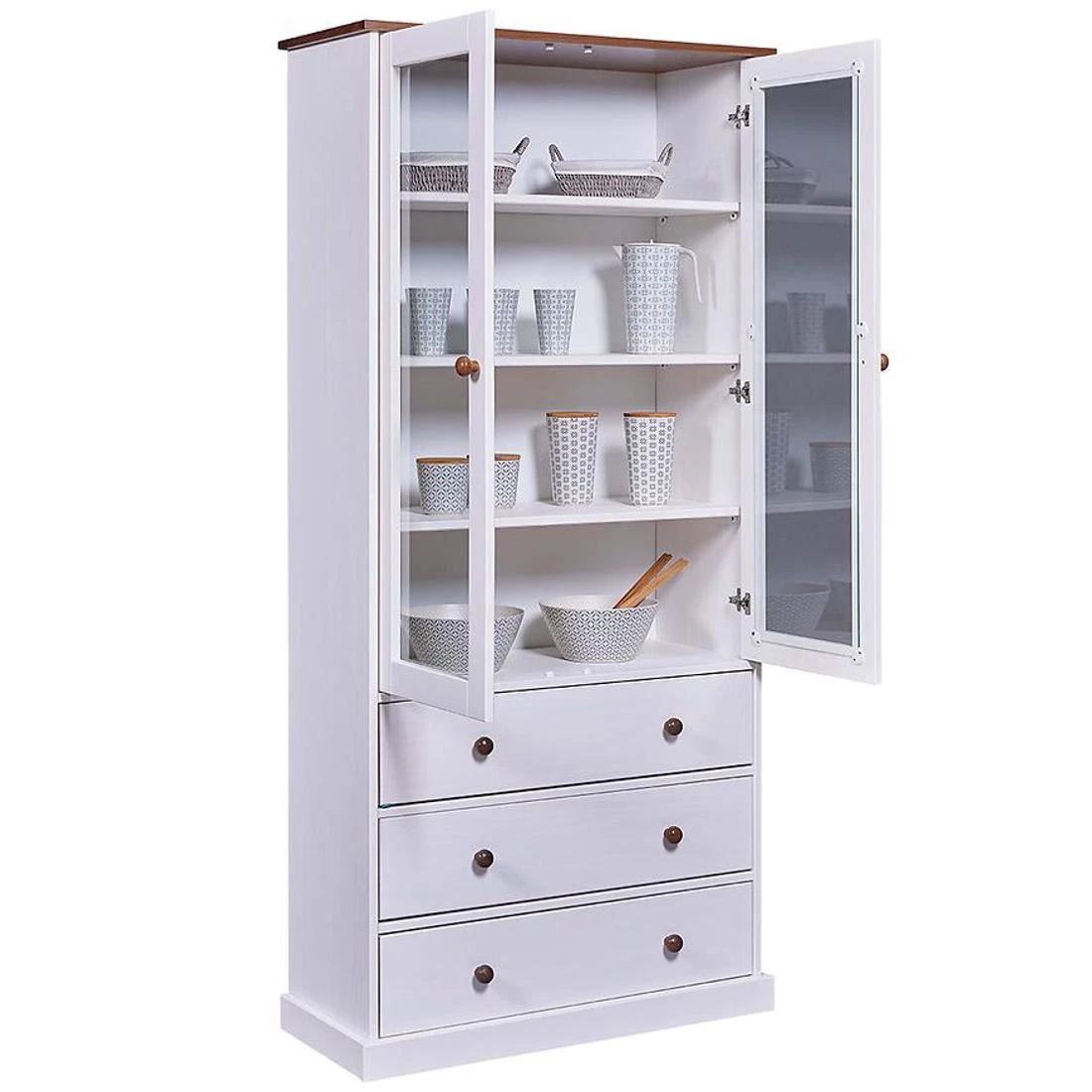 Wl10 vitrina 2V+3F. 90x38,4x190 cm bela