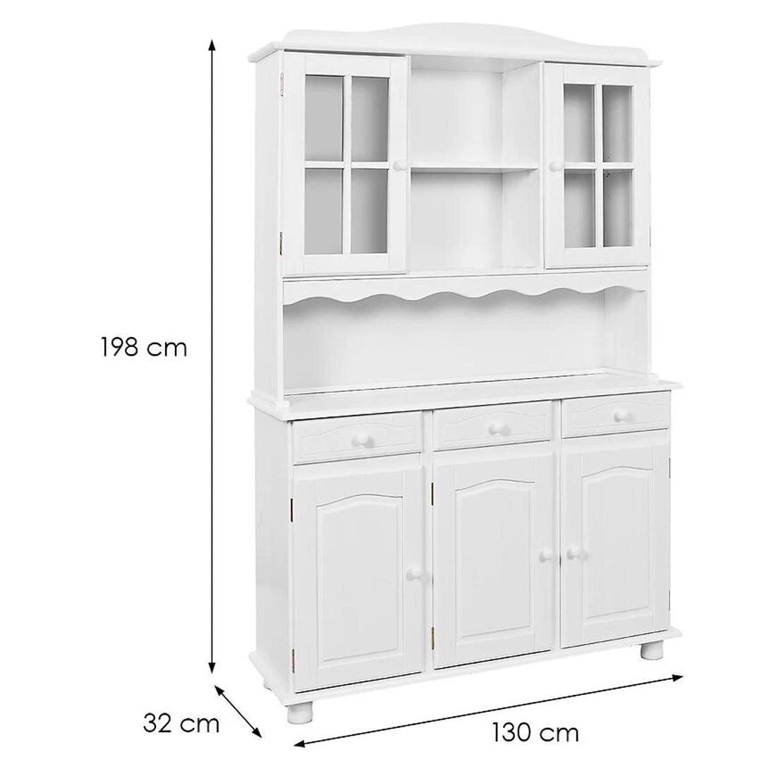 Siena vitrina 5V+3F. 130x32x198 cm bela