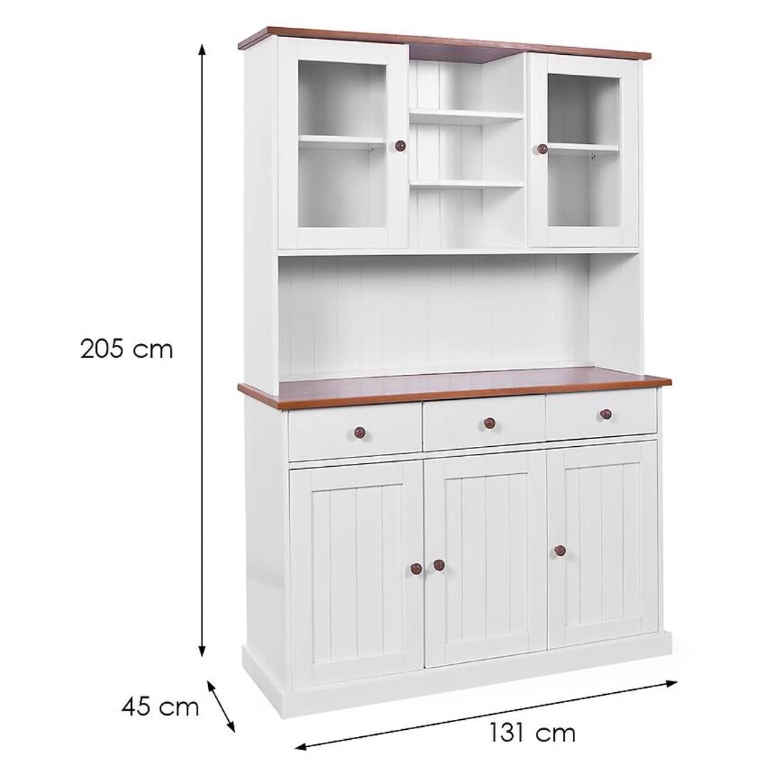 Westerland vitrina 5V+3F. 131x45x190 cm bela