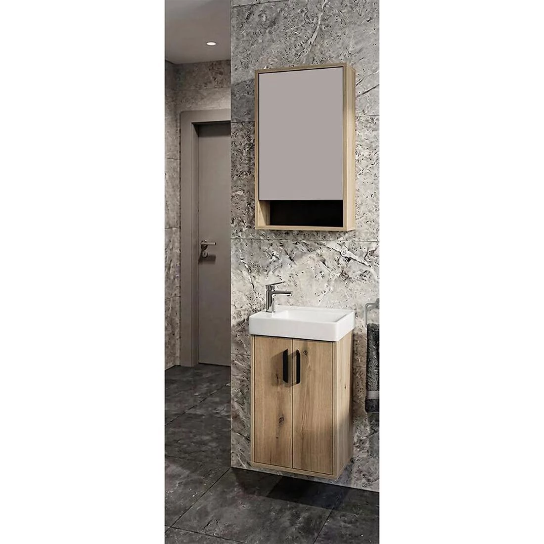 Nova mini 40 viseci ormaric za umivaonik 39,7x21,9x62,8 cm evoke hrast