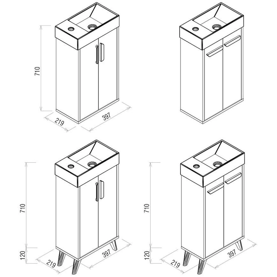 Nova mini 40 viseci ormaric za umivaonik 39,7x21,9x62,8 cm evoke hrast