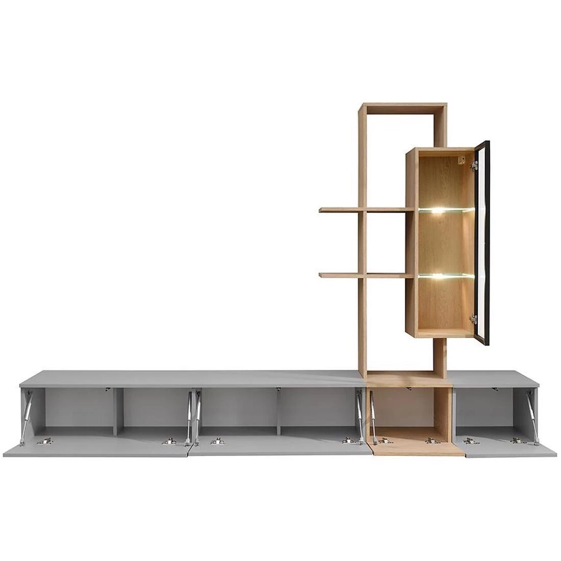 Leo regal 240x40x160 cm siva/cremona hrast