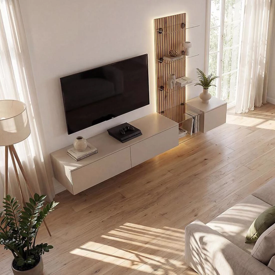 Luzz regal 220x40x160 cm bež/svetli hrast