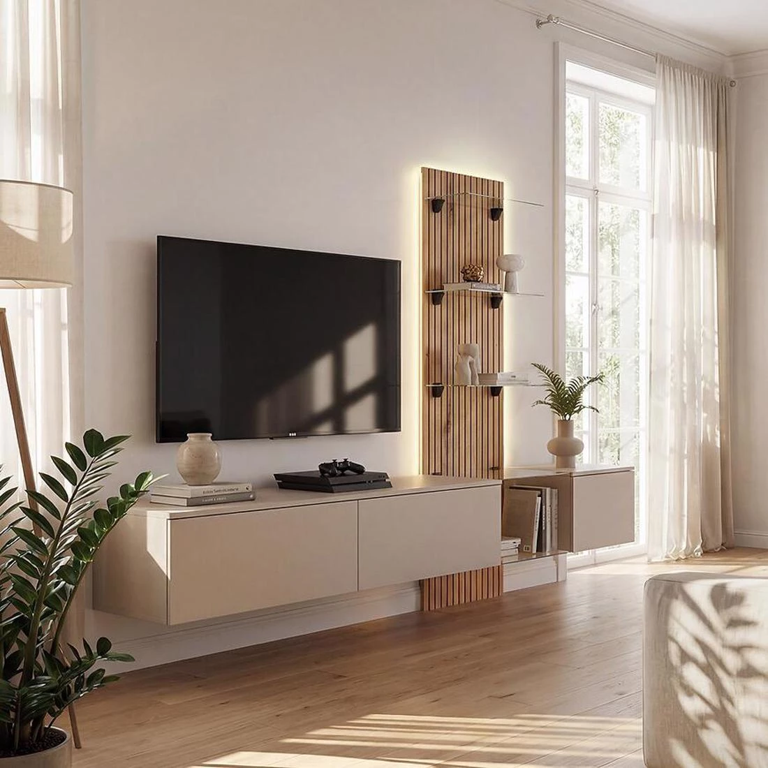 Luzz regal 220x40x160 cm bež/svetli hrast