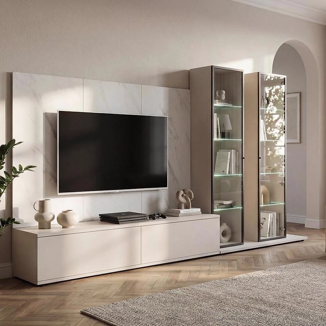Glam regal 300x45x175 cm kašmir/bela mermer