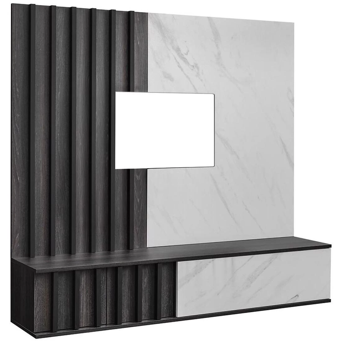 Noir regal 160x35x148 cm grafit hrast/mermerno crna