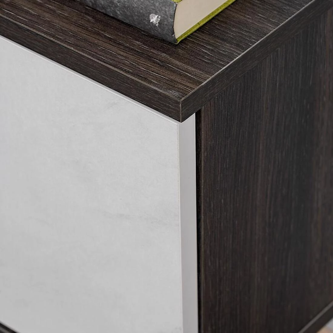 Noir regal 160x35x148 cm grafit hrast/mermerno crna