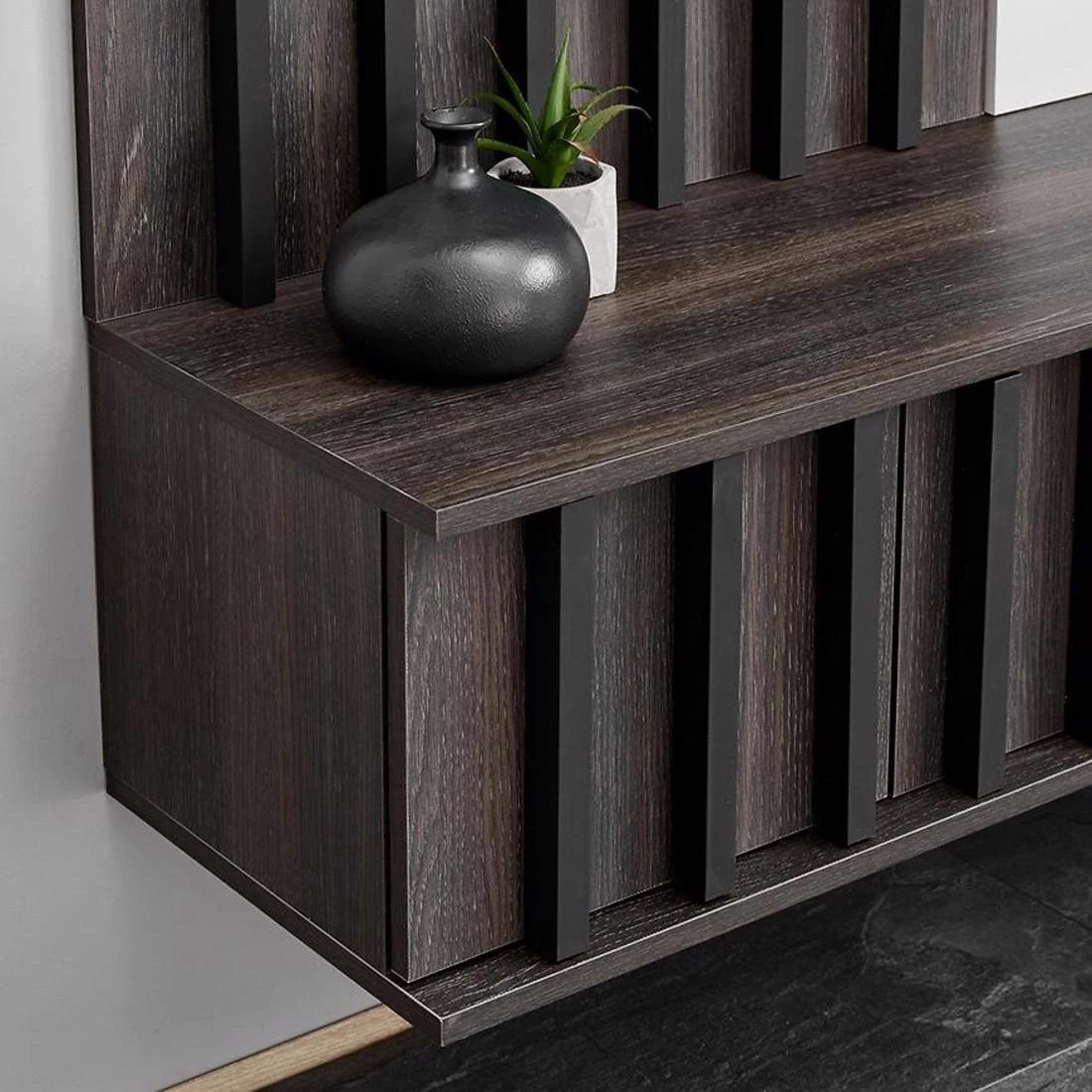 Noir regal 160x35x148 cm grafit hrast/mermerno crna