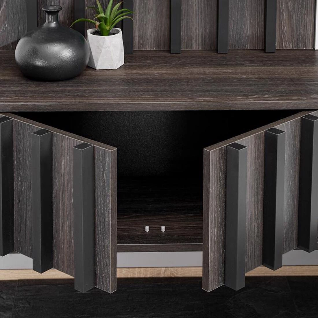 Noir regal 160x35x148 cm grafit hrast/mermerno crna