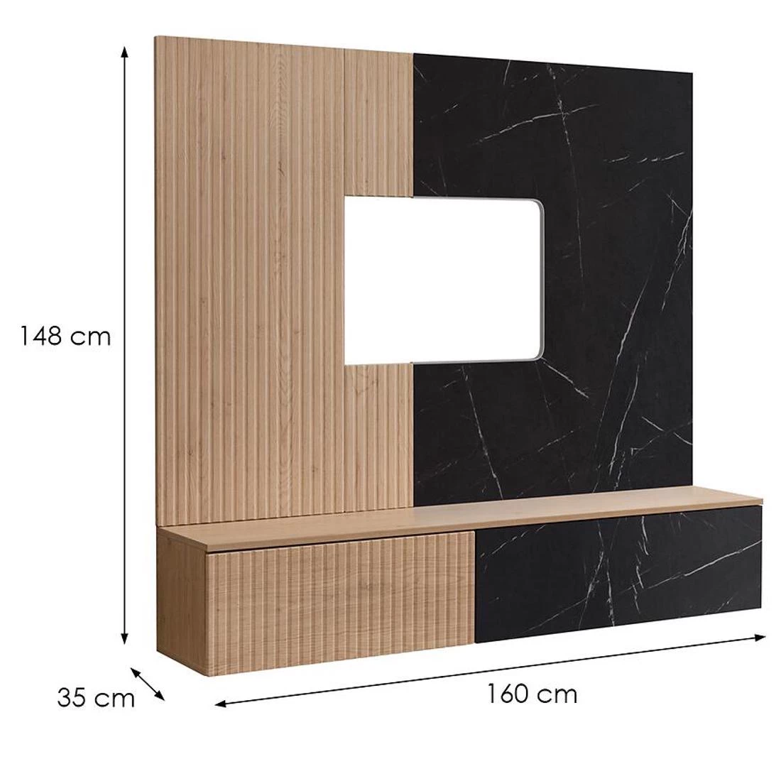 Noir regal 160x35x148 cm cremona hrast/mermerno crna