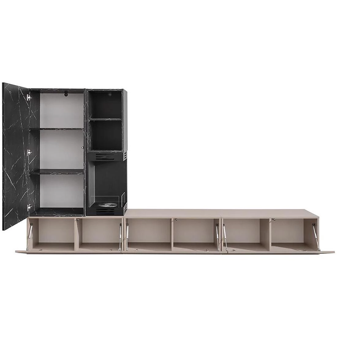 Gina regal 270x40x158 cm siva/crni mermer