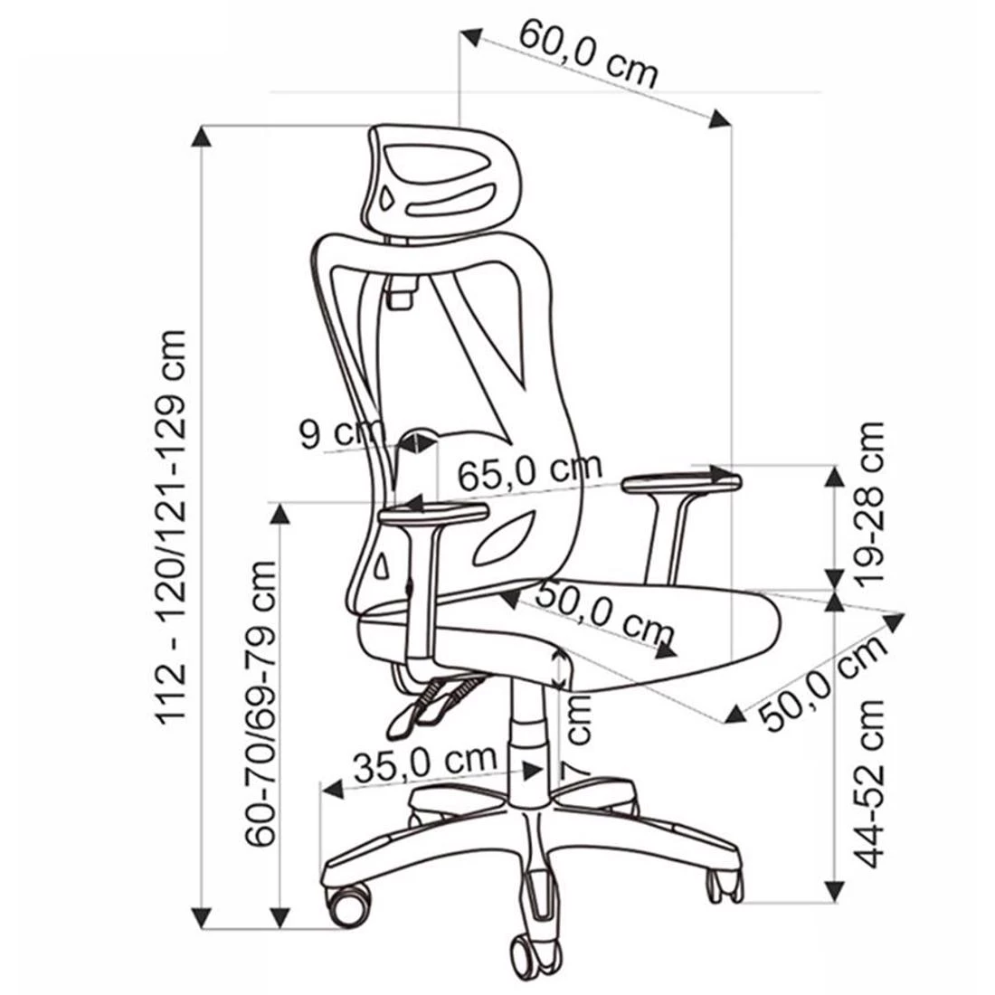 Ramos kancelarijska stolica 65x60x121-129 cm crna