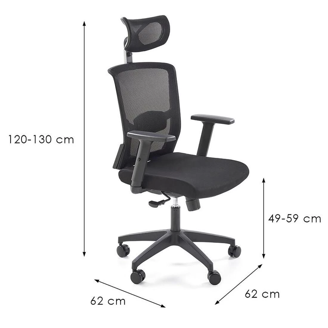 Mason kancelarijska stolica 62x62x120-130 cm crna