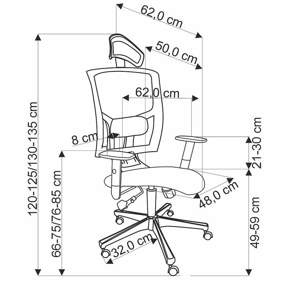Mason kancelarijska stolica 62x62x120-130 cm crna