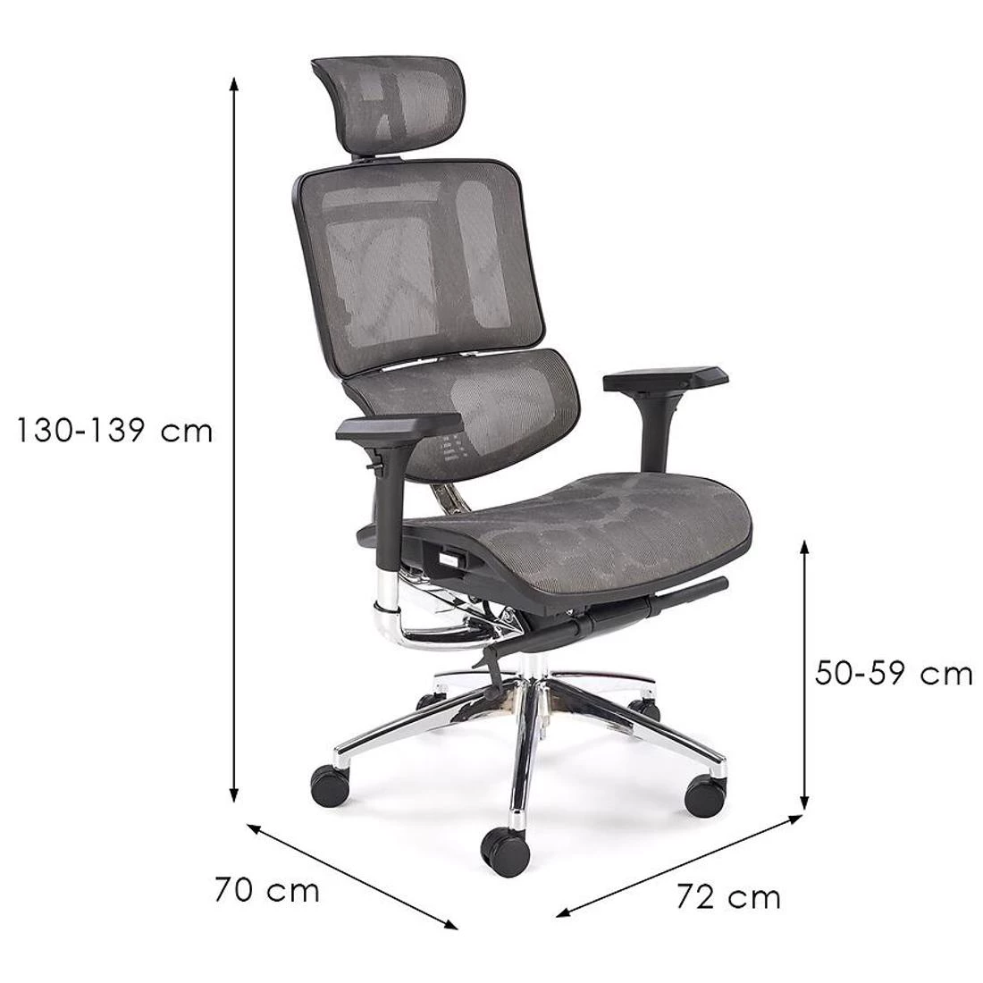 Ethan kancelarijska stolica 72x70x130-139 cm pepeljasto siva