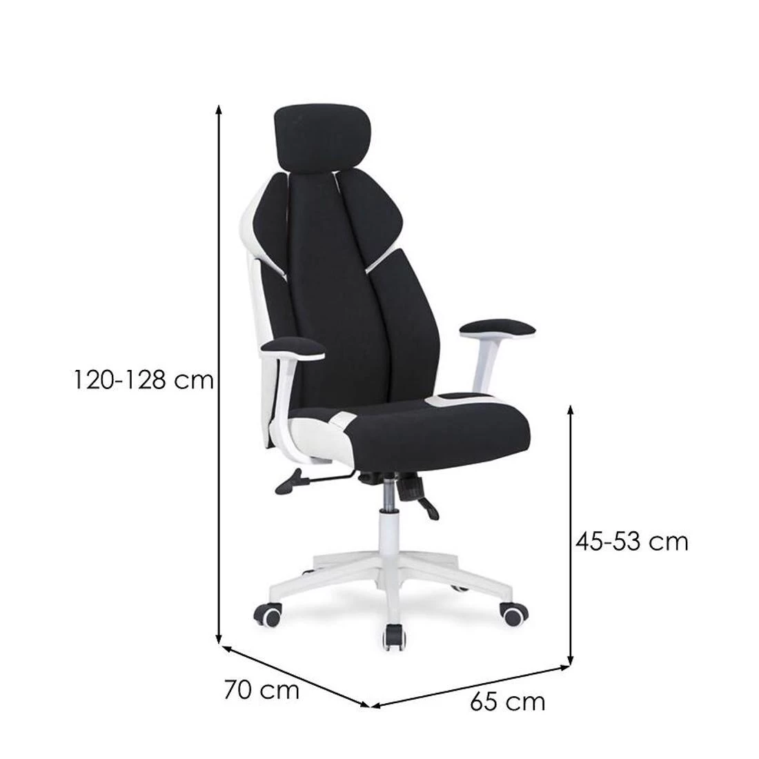 Chrono kancelarijska fotelja 65x70x120-128 cm crno/bela