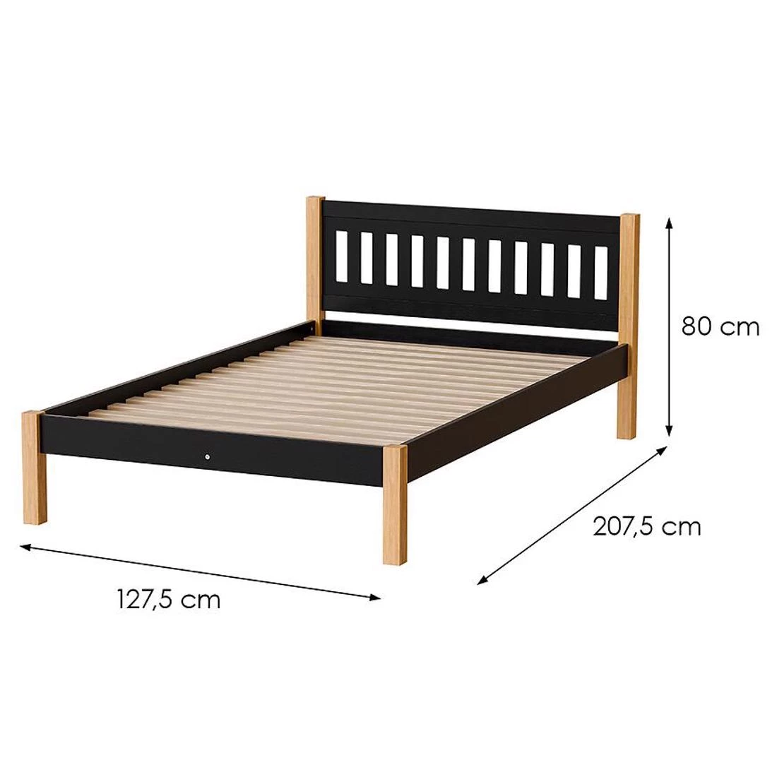 Gaja krevet 127,5x207,5x80 cm crna