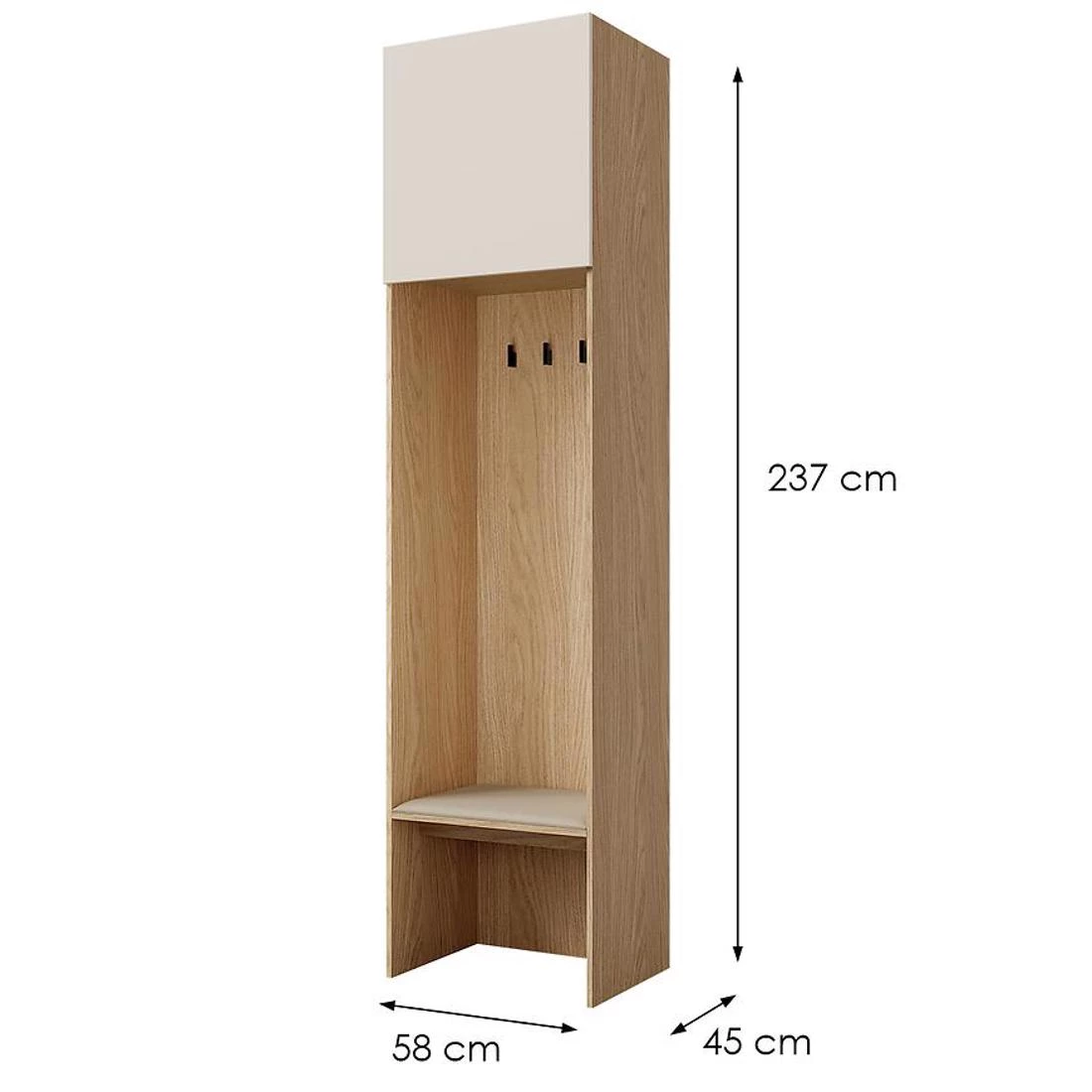 Soreno predsoblje 58x45x237 cm hrast/bež