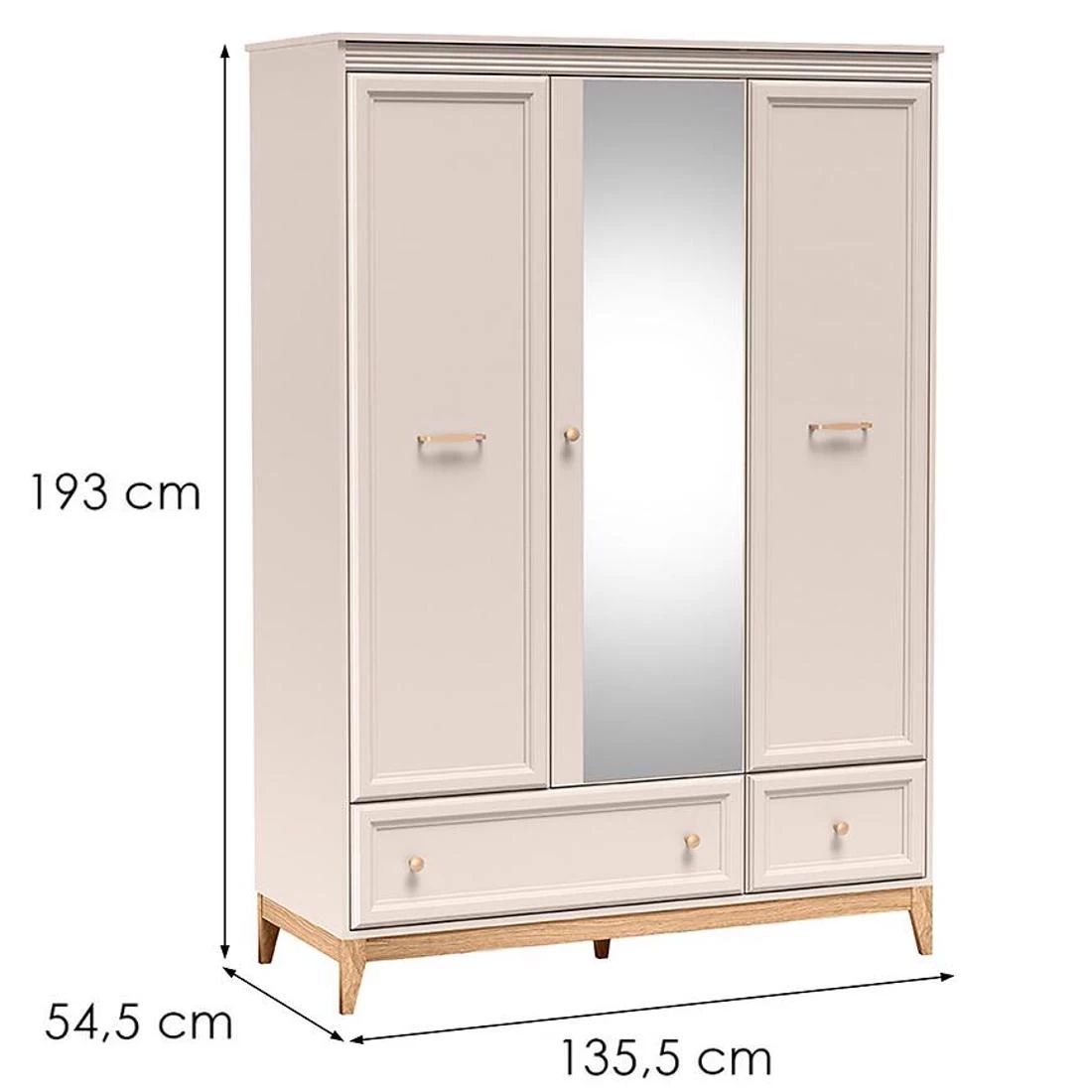 Windsor ormar 15W 135x54x193 cm kašmir/hrast
