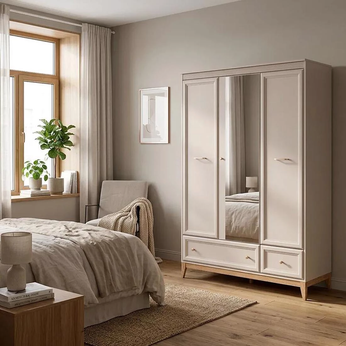 Windsor ormar 15W 135x54x193 cm kašmir/hrast