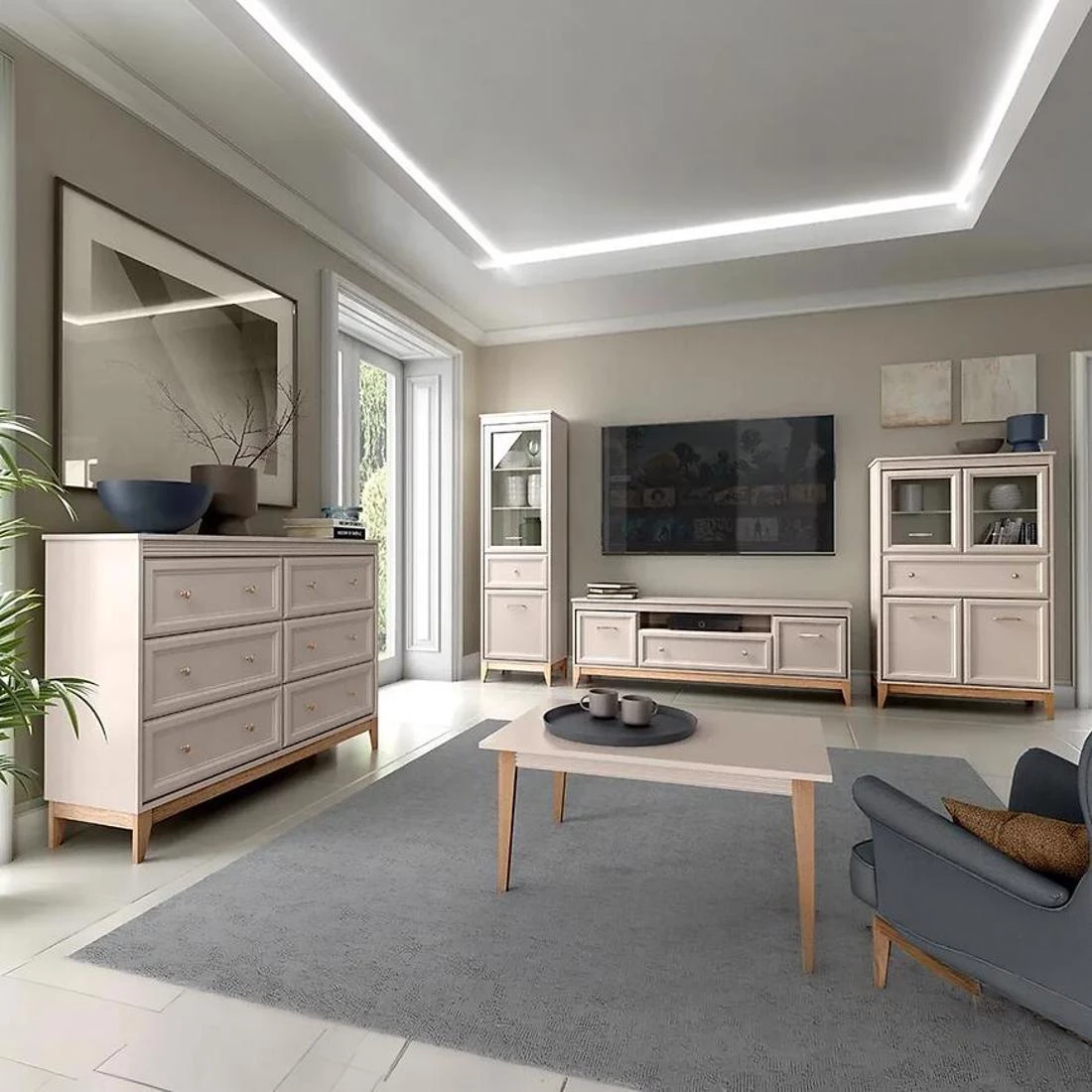 Windsor ormar 15W 135x54x193 cm kašmir/hrast