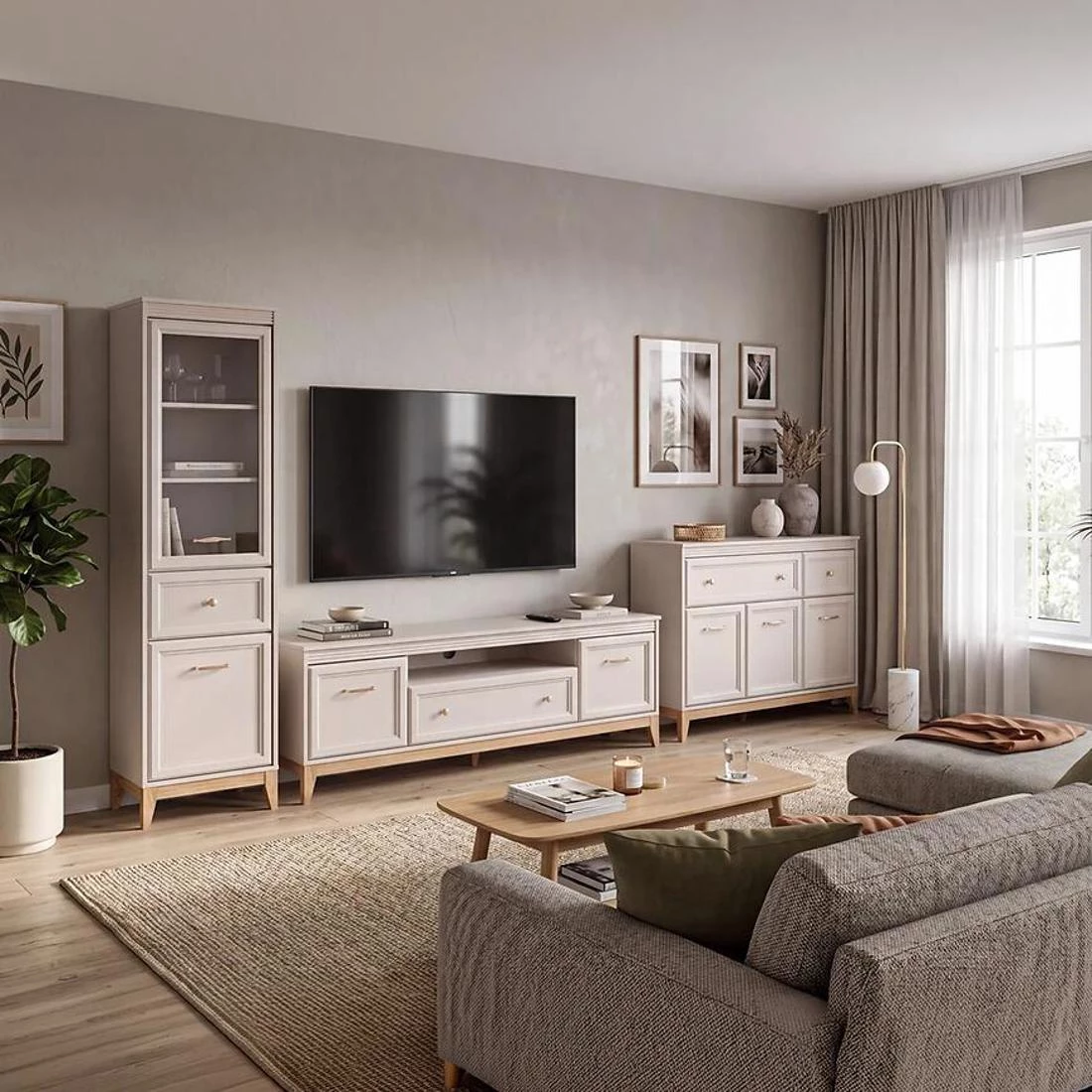 Windsor ormar 15W 135x54x193 cm kašmir/hrast