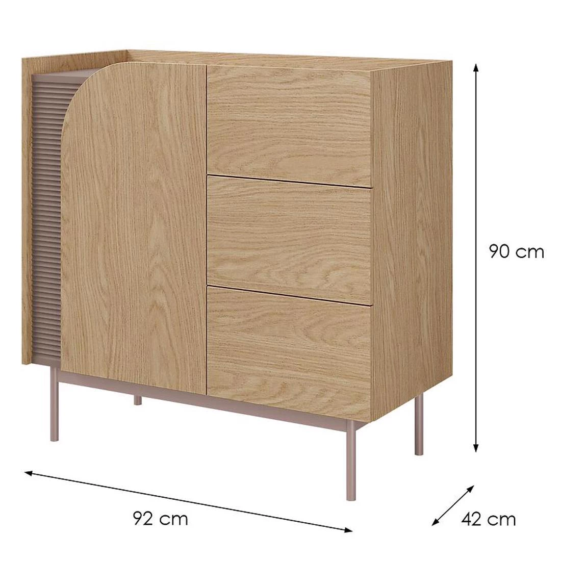 Carmen komoda 92x42x90 cm hrast/karamel