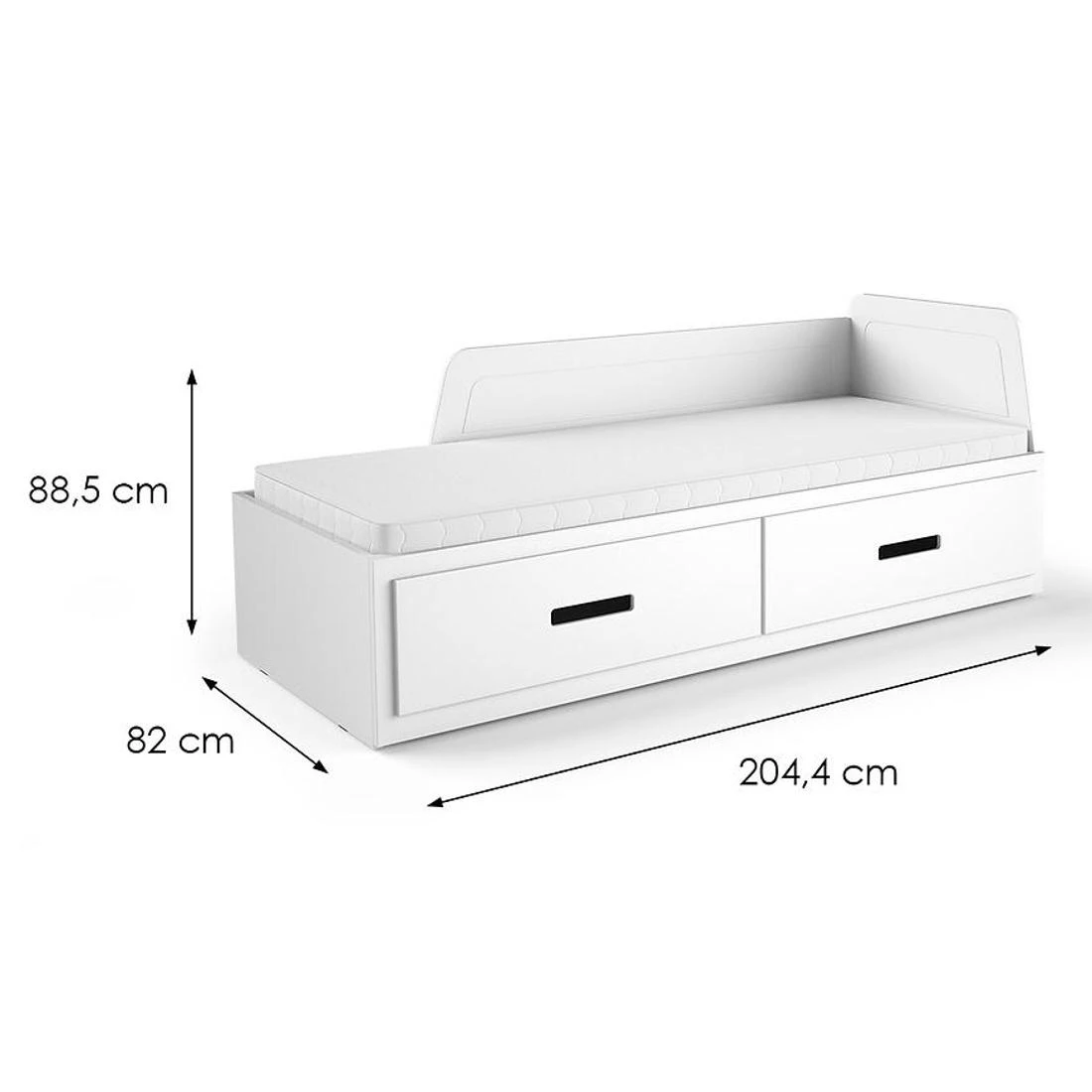 Mia krevet 82x204,4x88,5 cm bela