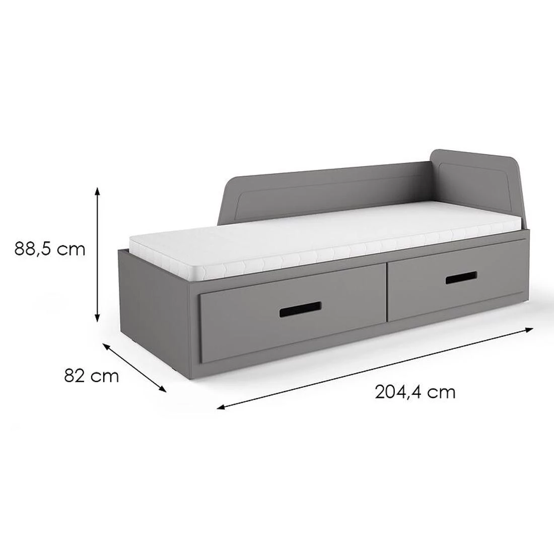 Mia krevet 82x204,4x88,5 cm siva