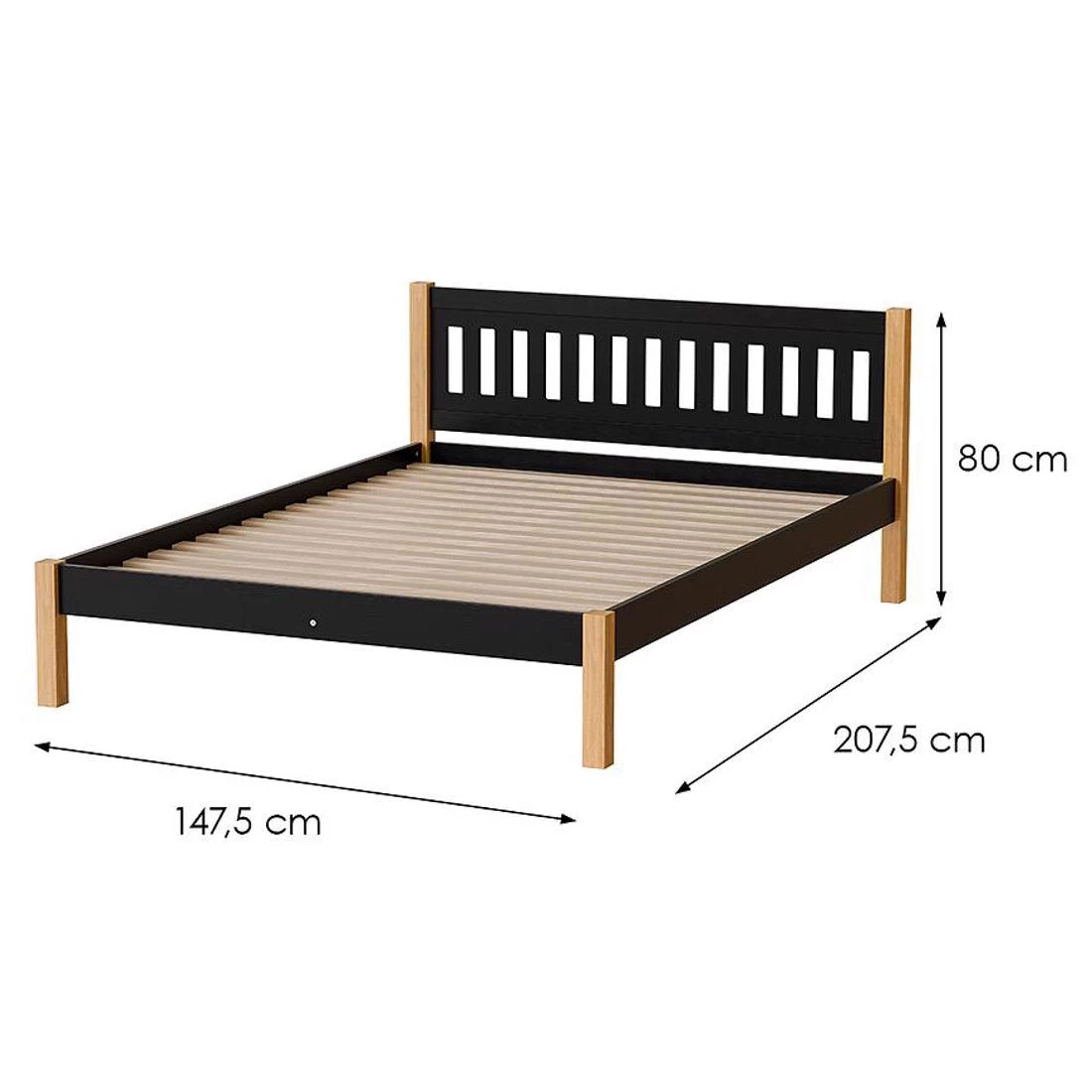Gaja krevet 147,5x207,5x80 cm crna