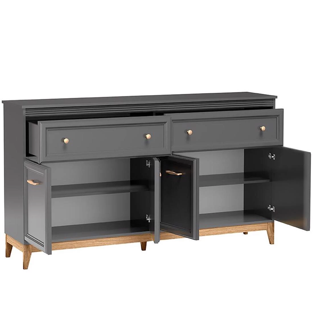 Terra komoda 4 vrata + 2 ladice 179x40,5x100 cm siva