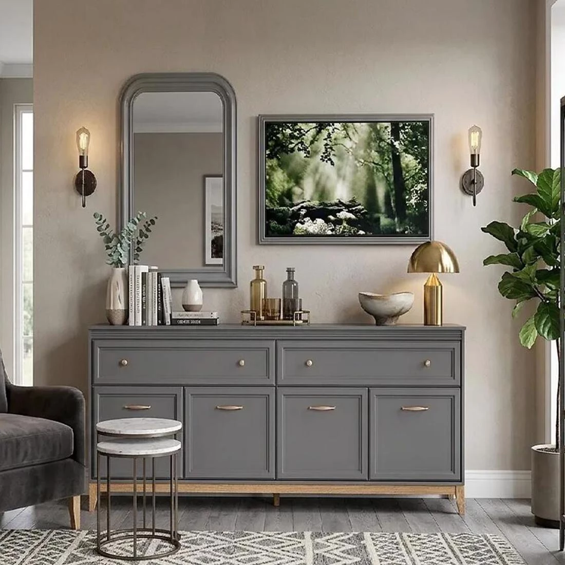 Terra komoda 4 vrata + 2 ladice 179x40,5x100 cm siva